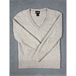 Halogen Sweater 100% Cashmere Beige V Neck Size Small